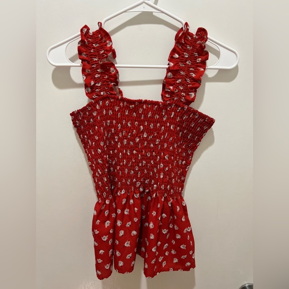 Red and White Floral Peplum Tank from Local Boutique - Picture 1 of 3